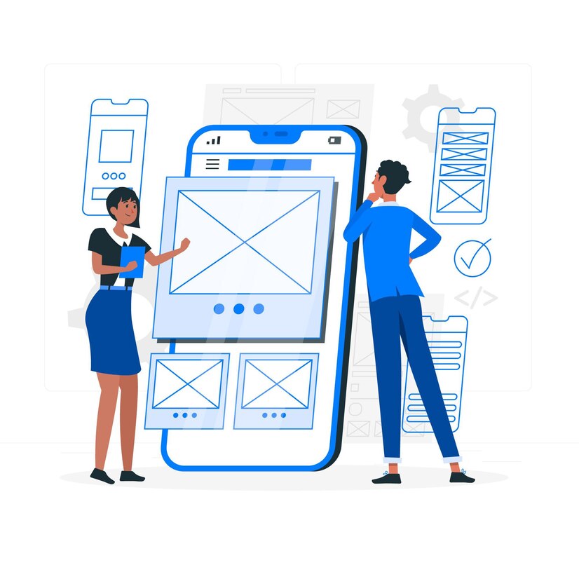 mobile wireframe concept illustration